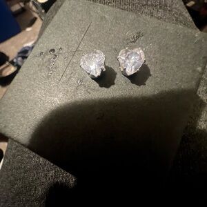 Heart-Shaped Silver Colored Stud Earrings